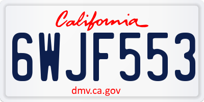 CA license plate 6WJF553