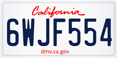 CA license plate 6WJF554