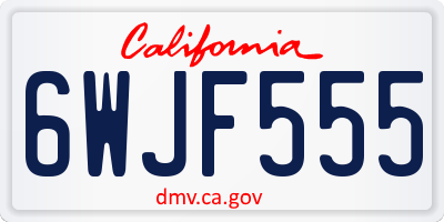CA license plate 6WJF555