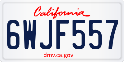 CA license plate 6WJF557
