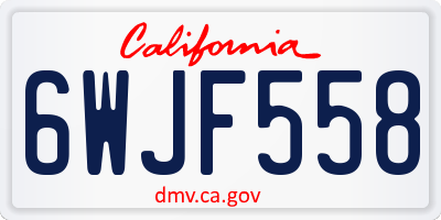 CA license plate 6WJF558