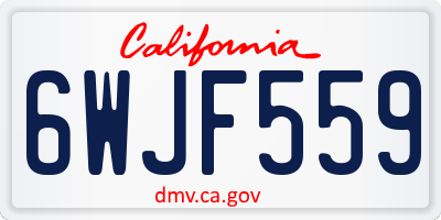 CA license plate 6WJF559