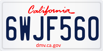 CA license plate 6WJF560