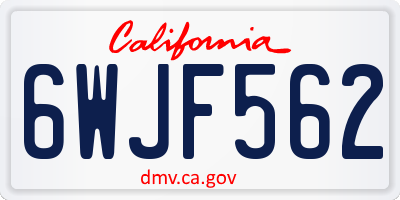 CA license plate 6WJF562