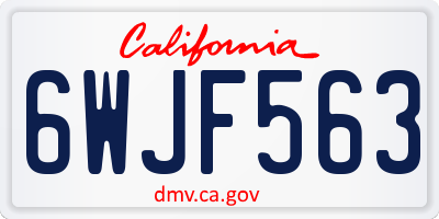 CA license plate 6WJF563