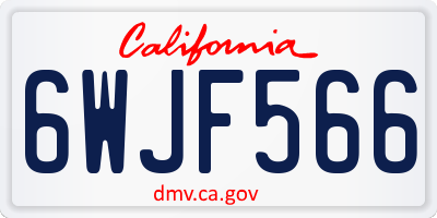 CA license plate 6WJF566