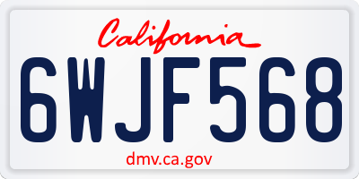 CA license plate 6WJF568
