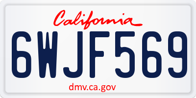 CA license plate 6WJF569