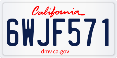 CA license plate 6WJF571