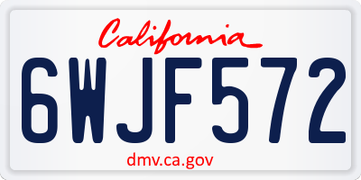 CA license plate 6WJF572