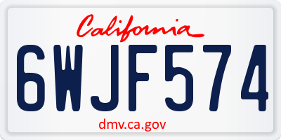 CA license plate 6WJF574