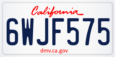 CA license plate 6WJF575