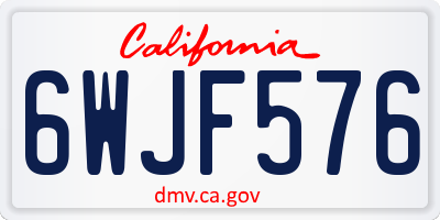 CA license plate 6WJF576