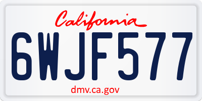 CA license plate 6WJF577