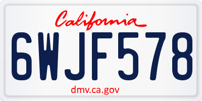 CA license plate 6WJF578