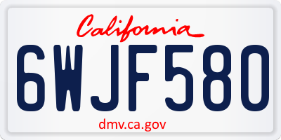 CA license plate 6WJF580