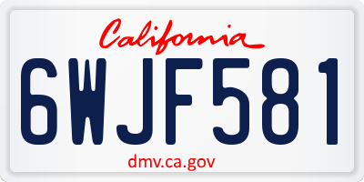 CA license plate 6WJF581