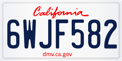 CA license plate 6WJF582