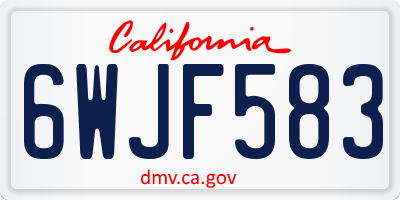 CA license plate 6WJF583