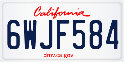 CA license plate 6WJF584