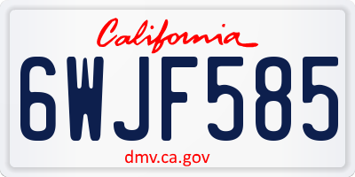 CA license plate 6WJF585