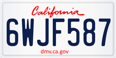 CA license plate 6WJF587