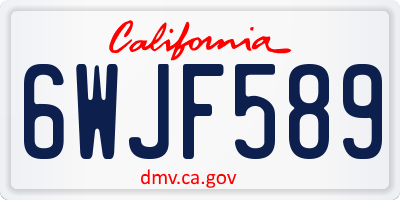 CA license plate 6WJF589