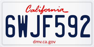 CA license plate 6WJF592