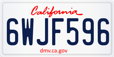 CA license plate 6WJF596