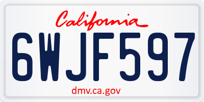 CA license plate 6WJF597