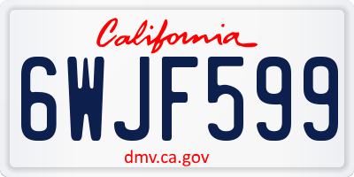 CA license plate 6WJF599