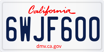CA license plate 6WJF600