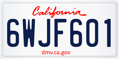 CA license plate 6WJF601