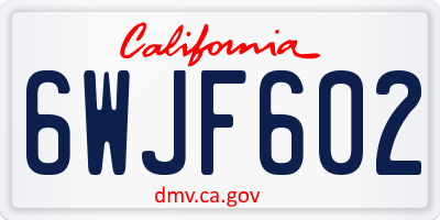 CA license plate 6WJF602