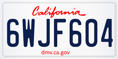 CA license plate 6WJF604