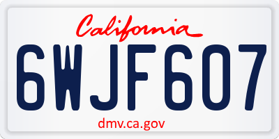 CA license plate 6WJF607
