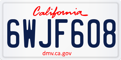 CA license plate 6WJF608