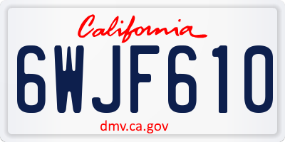 CA license plate 6WJF610