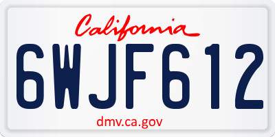 CA license plate 6WJF612