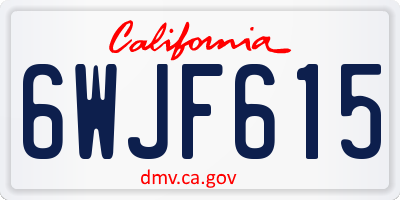CA license plate 6WJF615