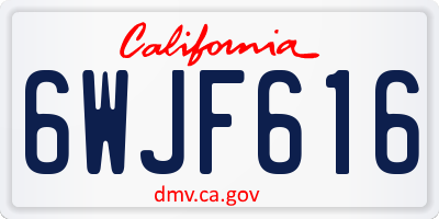 CA license plate 6WJF616