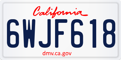 CA license plate 6WJF618