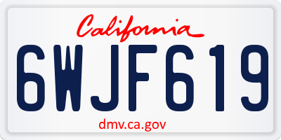CA license plate 6WJF619