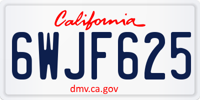 CA license plate 6WJF625