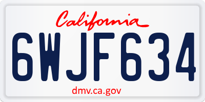 CA license plate 6WJF634