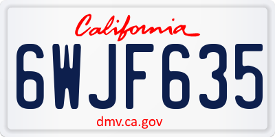 CA license plate 6WJF635