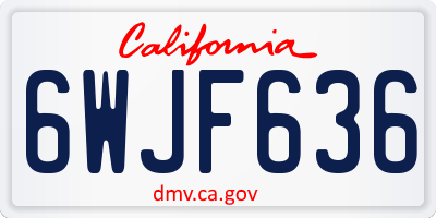 CA license plate 6WJF636
