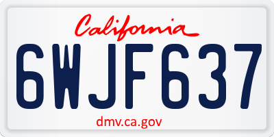 CA license plate 6WJF637