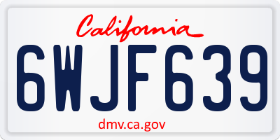 CA license plate 6WJF639