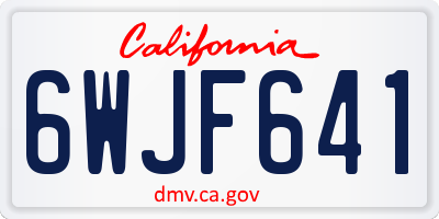 CA license plate 6WJF641